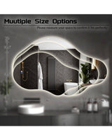 24 in. W x 43 in. H Asymmetrical Frameless LED Light Anti-Fog 3-Colors Dimmable Irregular Wall Mirror