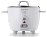 Simply 6-Cup Stainless Steel White Rice Cooker with Measuring Cup and Serving Spatula
