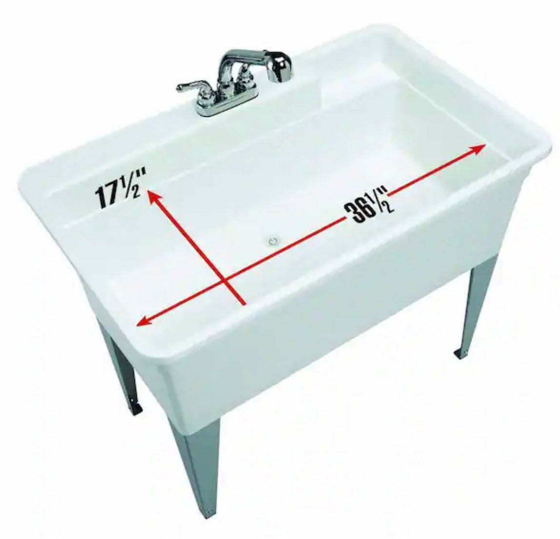 Utilatub Combo 40 in. x 24 in. 33 in. Polypropylene Floor Mount Utility Tub with Pull-Out Faucet in White