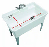 Utilatub Combo 40 in. x 24 in. 33 in. Polypropylene Floor Mount Utility Tub with Pull-Out Faucet in White