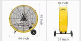 42 in. 2 Speeds Drum Fan in Yellow with Powerful 4/5 HP Motor, Commercial or Industrial Fan, Turbo Blade, Low Noise