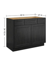 42 in. W x 21 in. D x 34.5 in. H in Shaker Charcoal Plywood Ready to Assemble Floor Vanity Sink Base Kitchen Cabinet