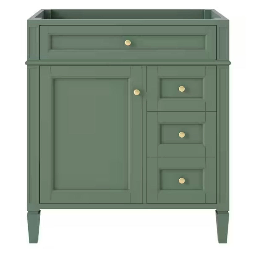 29.3 in. W x 17.87 in. D x 33 in. H Bath Vanity Cabinet without Top in Green with a Tip-out Drawer and 2 Drawers