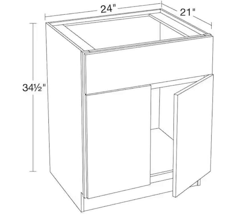 24 in. W x 21 in. D x 34.5 in. H Ready to Assemble Plywood Shaker Sink Base Bath Cabinet in Dove Gray