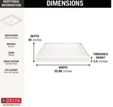 Classic 500 36 in. L x 36 in. W Alcove Shower Pan Base with Center Drain in High Gloss White