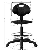 18.5 in. Width Standard Black Polyurethane Drafting Chair with Adjustable Height