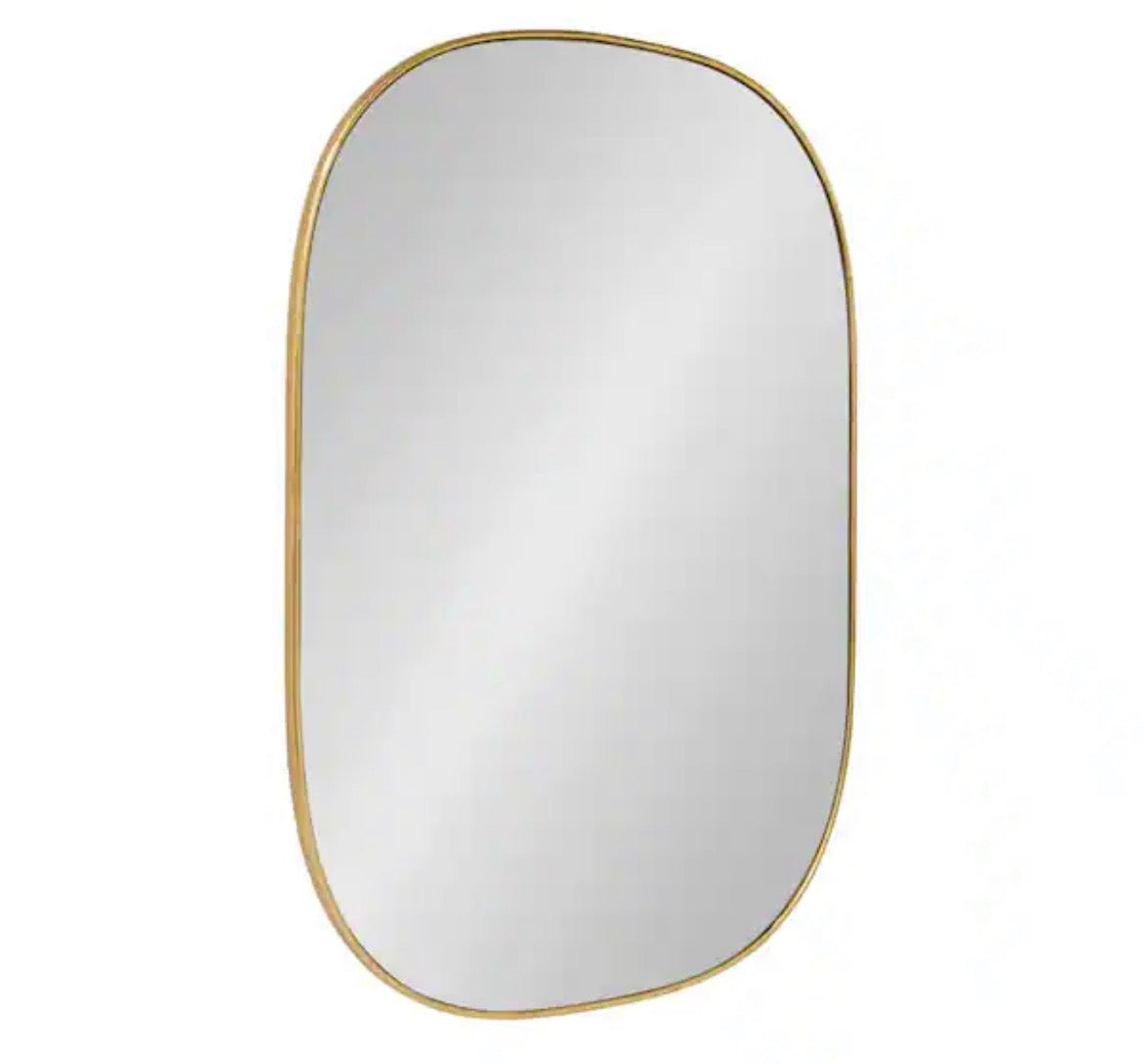 Medium Oval Gold Art Deco Mirror (35.5 in. H x 23.75 in. W)