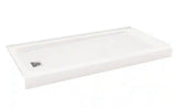 ShowerCast Plus 60 in. x 32 in. Single Threshold Shower Pan in White Includes Square Chrome Shower Drain Kit Left Drain
