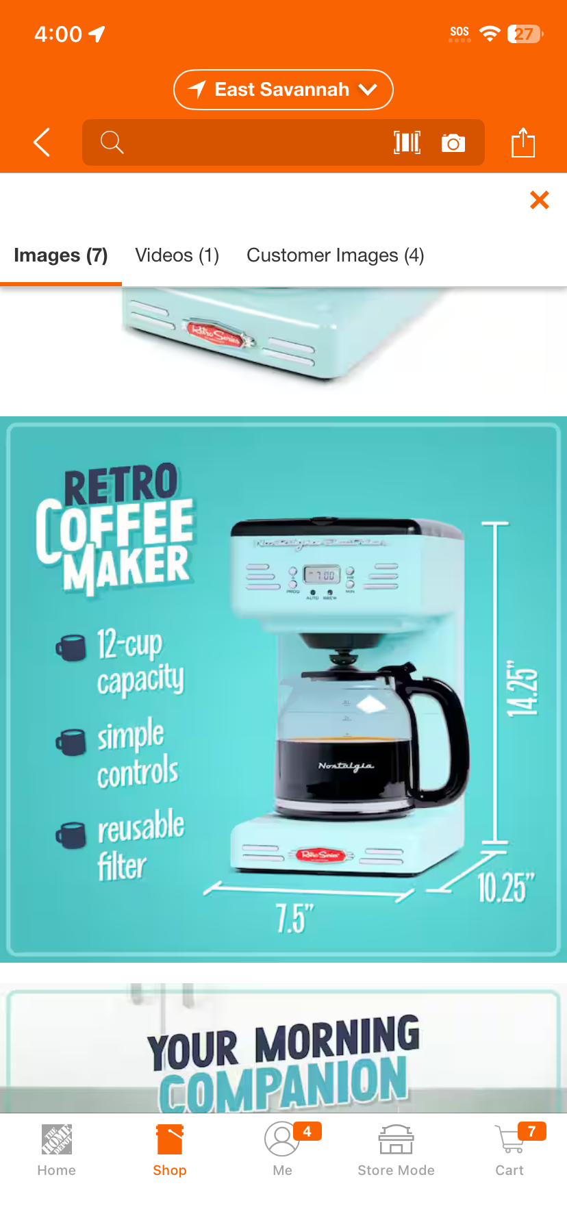 12-Cup Blue Coffee Maker with Pause and Serve Function