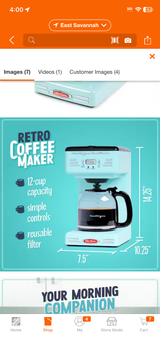 12-Cup Blue Coffee Maker with Pause and Serve Function