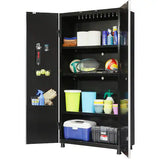 Ready-to-Assemble 36.6 in. W x 72 in. H x 18.3 in. D 24 Gauge 3-Shelf Steel Freestanding Cabinet in Black