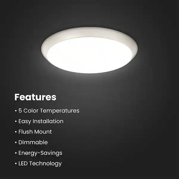 15 in. Brushed Nickel Integrated LED Dimmable Selectable CCT Flush Mount Indoor Ceiling Light