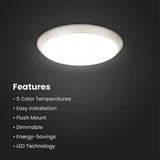 15 in. Brushed Nickel Integrated LED Dimmable Selectable CCT Flush Mount Indoor Ceiling Light