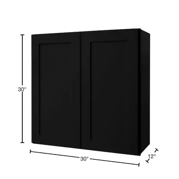 Avondale 30 in. W x 12 in. D x 30 in. H Ready to Assemble Plywood Shaker Wall Kitchen Cabinet in Raven Black