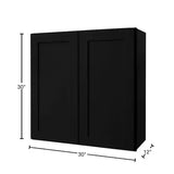 Avondale 30 in. W x 12 in. D x 30 in. H Ready to Assemble Plywood Shaker Wall Kitchen Cabinet in Raven Black