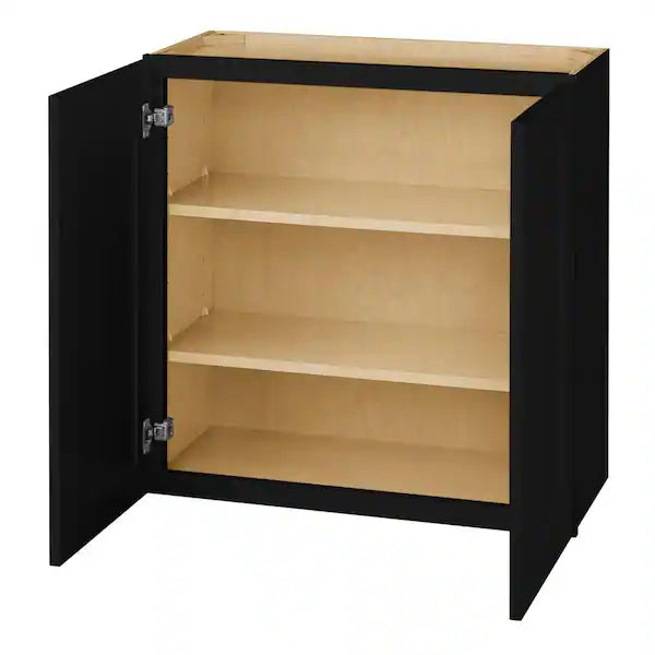 Avondale 30 in. W x 12 in. D x 30 in. H Ready to Assemble Plywood Shaker Wall Kitchen Cabinet in Raven Black