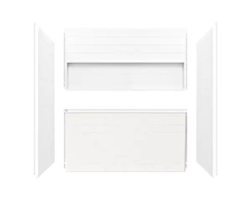 Nextile 30 in. x 60 in. x 60 in. 4-Piece Direct-to-Stud Alcove Tub Surround in White