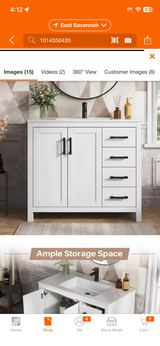 Raven 37 in. Single Sink White Bath Vanity with White Engineered Solid Surface Top and 4 Drawers (Unassembled)
