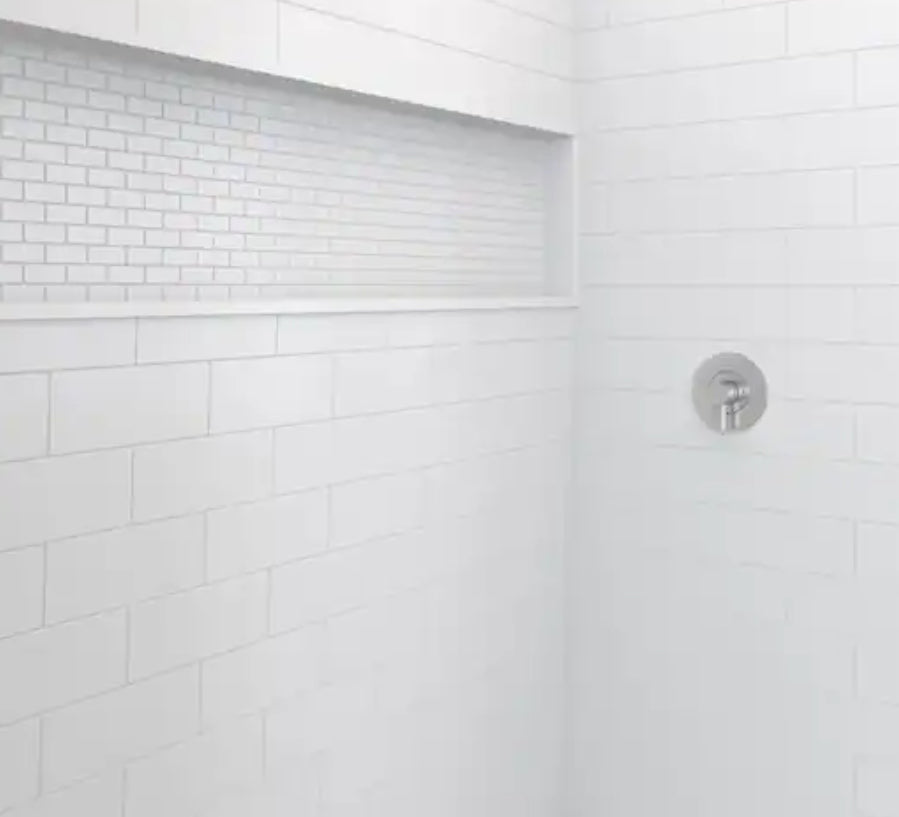 Nextile 60 in. W x 74 in. H x 30 in. D 4-Piece Direct-to-Stud Alcove Subway Tile Shower Wall Surround in White