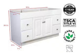 Wyndham 48 in. 2-Door 4-Drawer Bath Vanity Cabinet Only in Semi-Gloss White (Ready to Assemble)