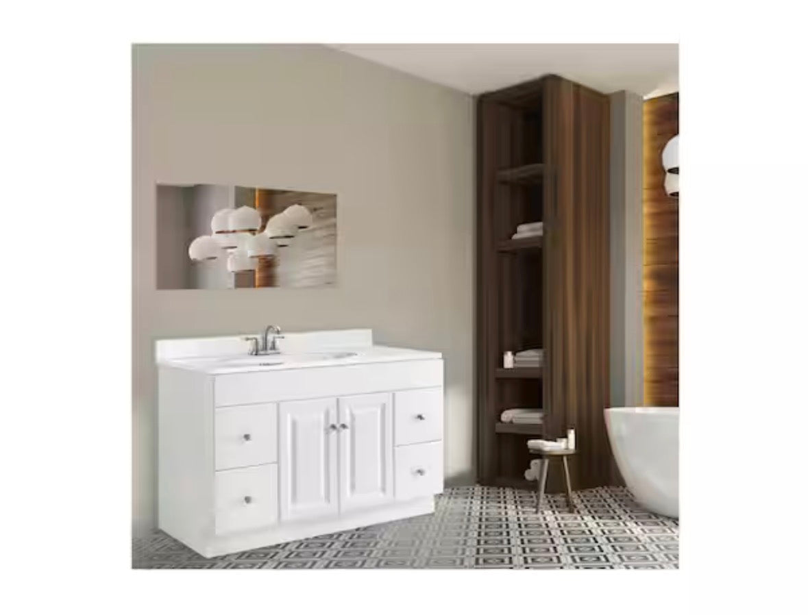 Wyndham 48 in. 2-Door 4-Drawer Bath Vanity Cabinet Only in Semi-Gloss White (Ready to Assemble)