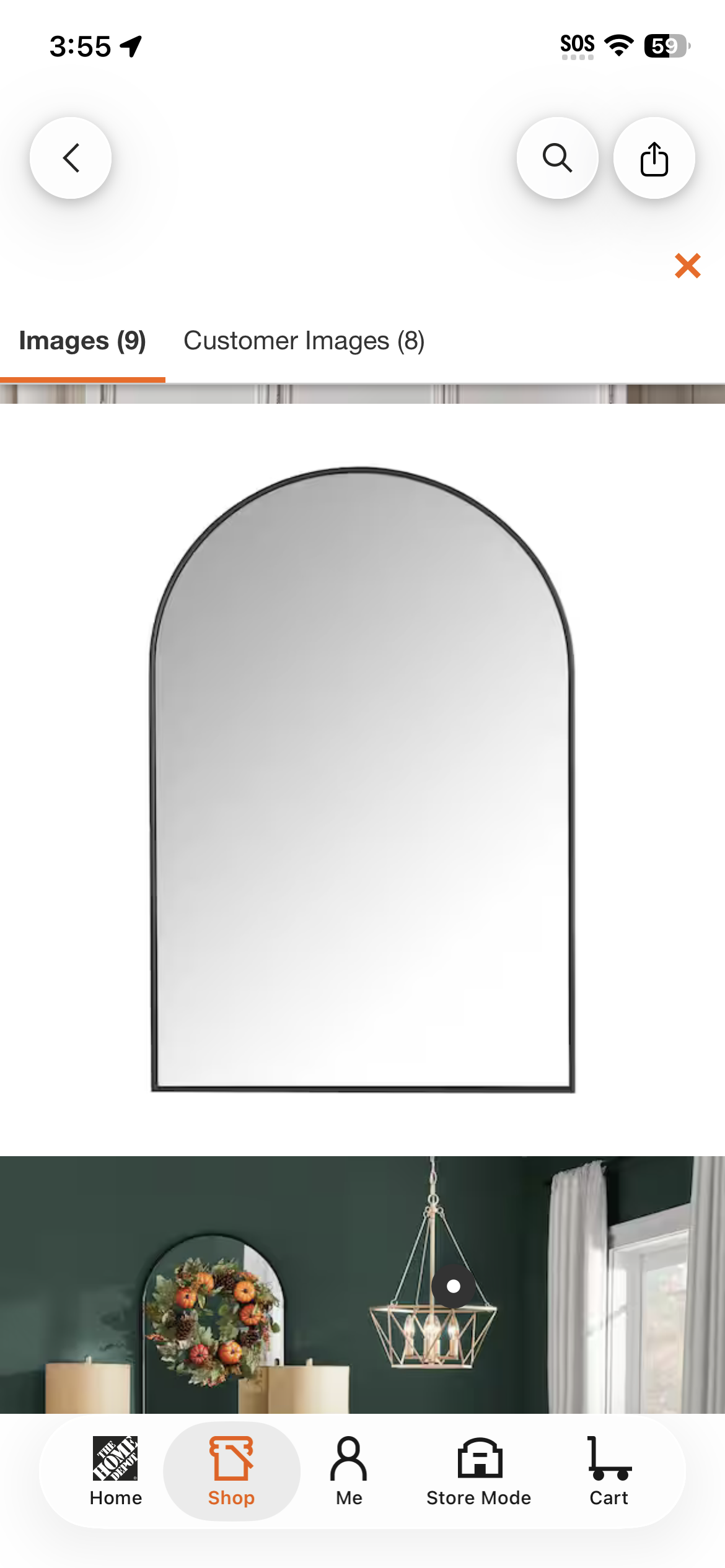 Large Arched Black Classic Accent Mirror (39 in. H x 26 in. W)