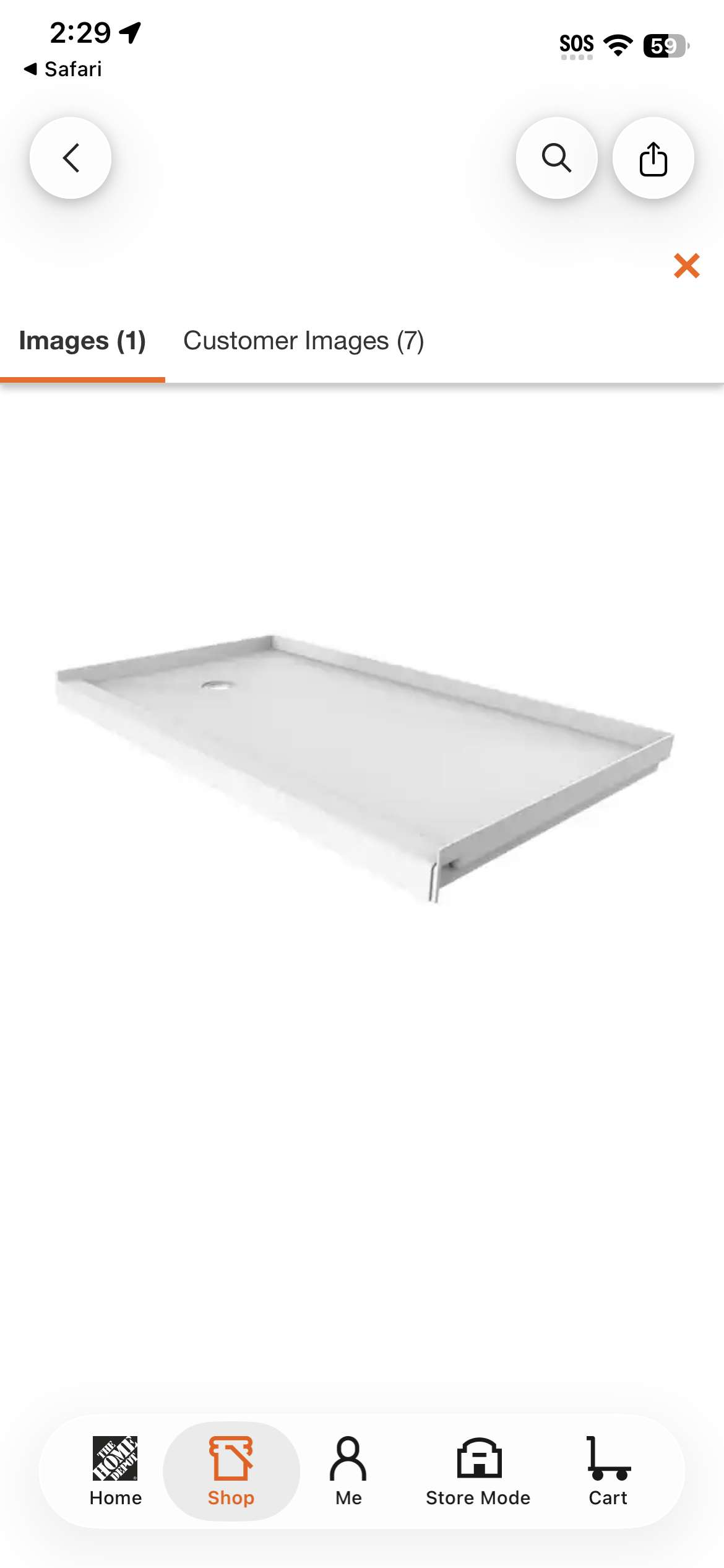 32 in. x 60 in. Single Threshold Shower Base with Left Hand Drain in White