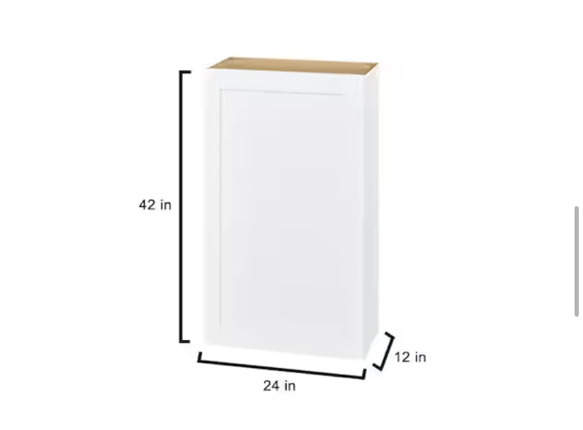 Avondale Shaker Alpine White Ready to Assemble Plywood 24 in Wall Kitchen Cabinet (24 in W x 42 in H x 12 in D)