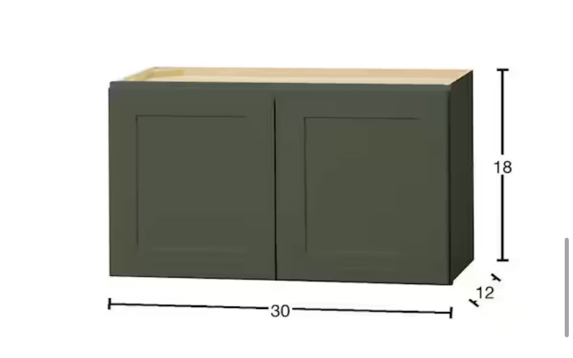Avondale 30 in. W x 12 in. D x 18 in. H Ready to Assemble Plywood Shaker Wall Bridge Kitchen Cabinet in Fern Green