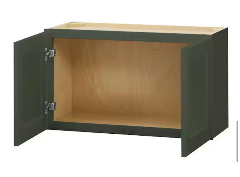 Avondale 30 in. W x 12 in. D x 18 in. H Ready to Assemble Plywood Shaker Wall Bridge Kitchen Cabinet in Fern Green