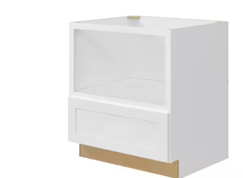 Avondale 30 in. W x 24 in. D x 34.5 in H Ready to Assemble Plywood Shaker Microwave Base Kitchen Cabinet in Alpine White