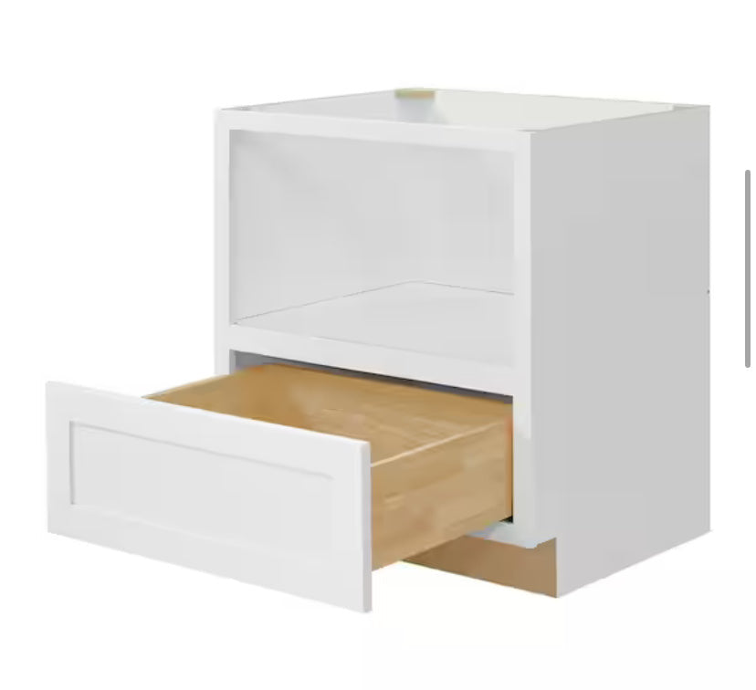 Avondale 30 in. W x 24 in. D x 34.5 in H Ready to Assemble Plywood Shaker Microwave Base Kitchen Cabinet in Alpine White