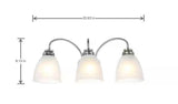 Hamilton 3-Light Brushed Nickel Vanity Light with Frosted Glass Shades