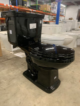 2-piece 1.0 GPF/1.28 GPF High Efficiency Dual Flush Elongated Toilet in Black, Seat Included
