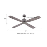 Kitteridge 52 in. Indoor Grey Wood Tone Ceiling Fan