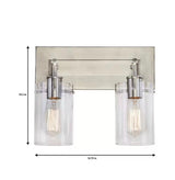 Regan 12.75 in. 2-Light Brushed Nickel Vanity Light with Clear Glass Shades
