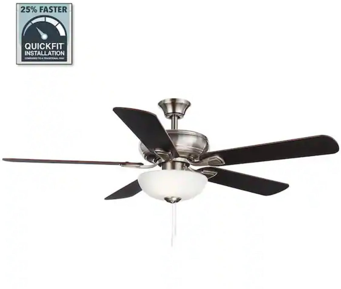 Rothley II 52 in. Indoor LED Bronze Ceiling Fan with Light Kit, Downrod, Reversible Motor and Reversible Blades