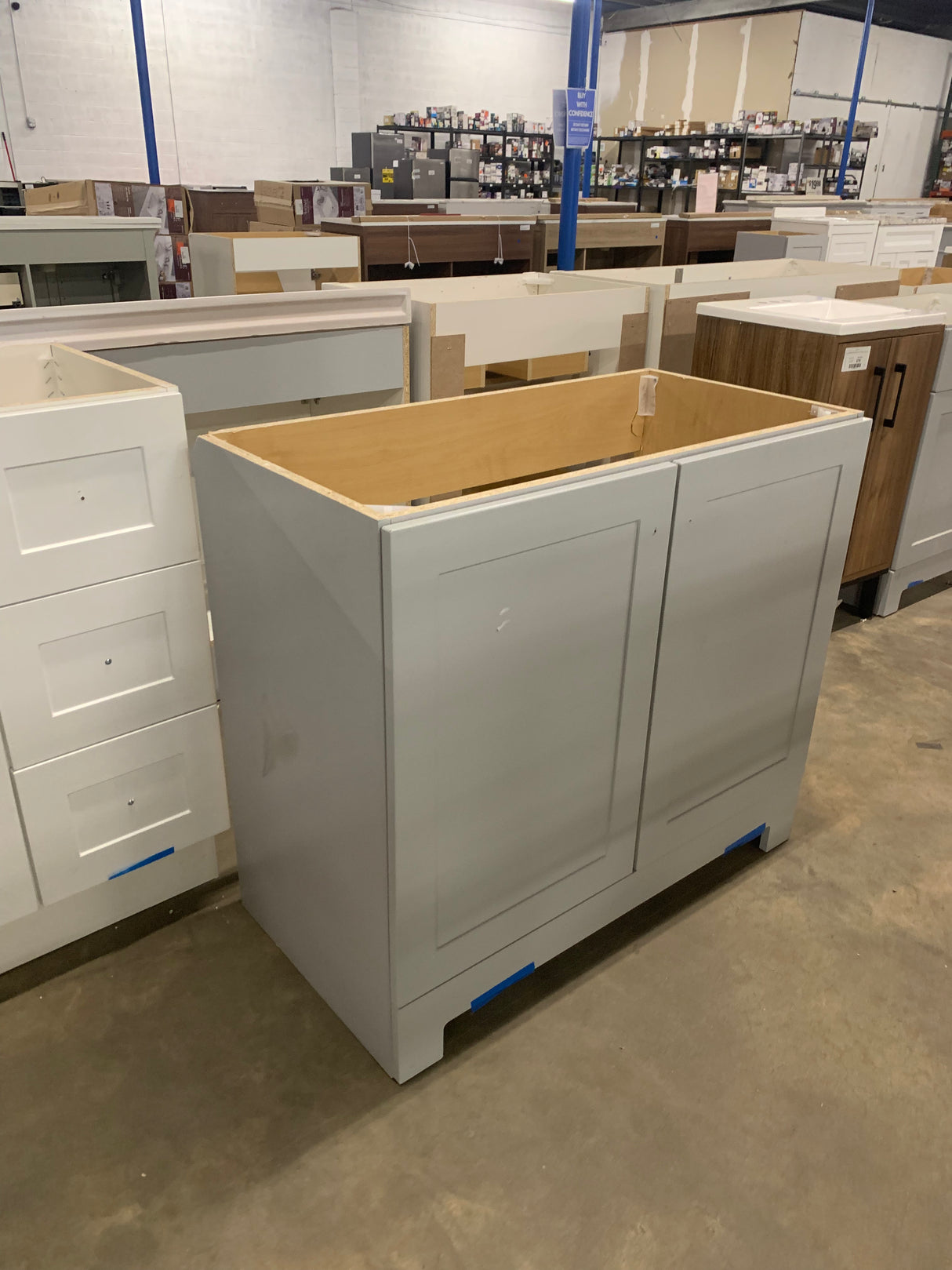 Glacier Bay 37 in. W x 19 in. D x 35 in. H Single Sink Freestanding Bath Vanity in Grey without Top