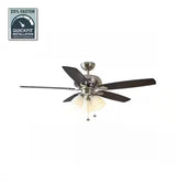 Rockport 52 in. Indoor LED Brushed Nickel Ceiling Fan with Light Kit, Downrod, Reversible Blades and Reversible Motor