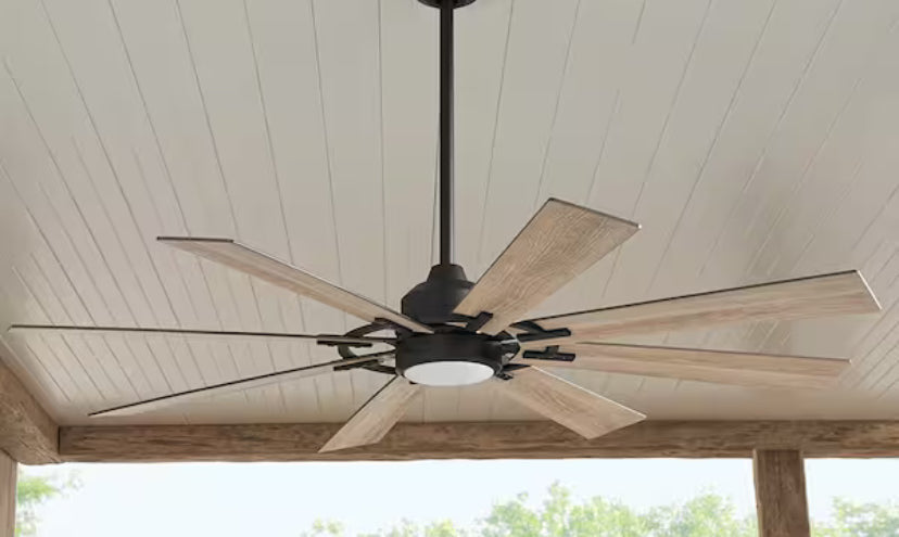 Makenna 60 in. White Color Changing Integrated Outdoor LED Matte Black Ceiling Fan with Light Kit, DC Motor and Remote