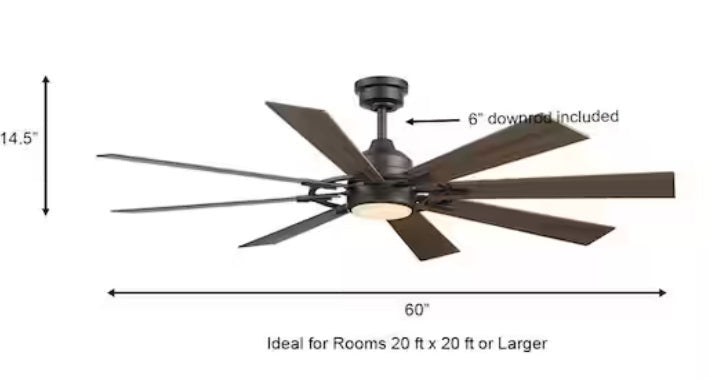 Makenna 60 in. White Color Changing Integrated Outdoor LED Matte Black Ceiling Fan with Light Kit, DC Motor and Remote