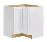 Avondale 36 in. W x 24 in. D x 34.5 in. H Ready to Assemble Plywood Shaker Lazy Susan Corner Cabinet in Alpine White