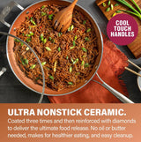 Hammered Copper 14 in. Aluminum Non-Stick XL Family Frying Pan with Glass Lid