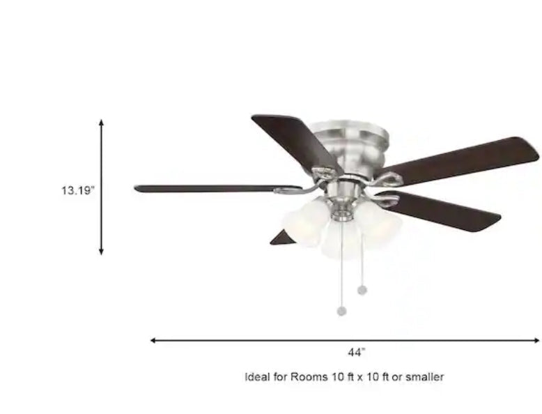 Clarkston II 44 in. LED Indoor Brushed Nickel Ceiling Fan with Light Kit