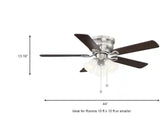 Clarkston II 44 in. LED Indoor Brushed Nickel Ceiling Fan with Light Kit