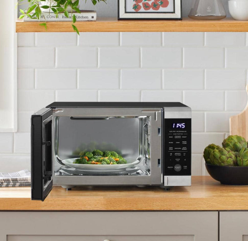 0.9 cu. ft. 900-Watt Countertop Convection Microwave in Stainless Steel with Air Fryer ( Dented on Right Side)