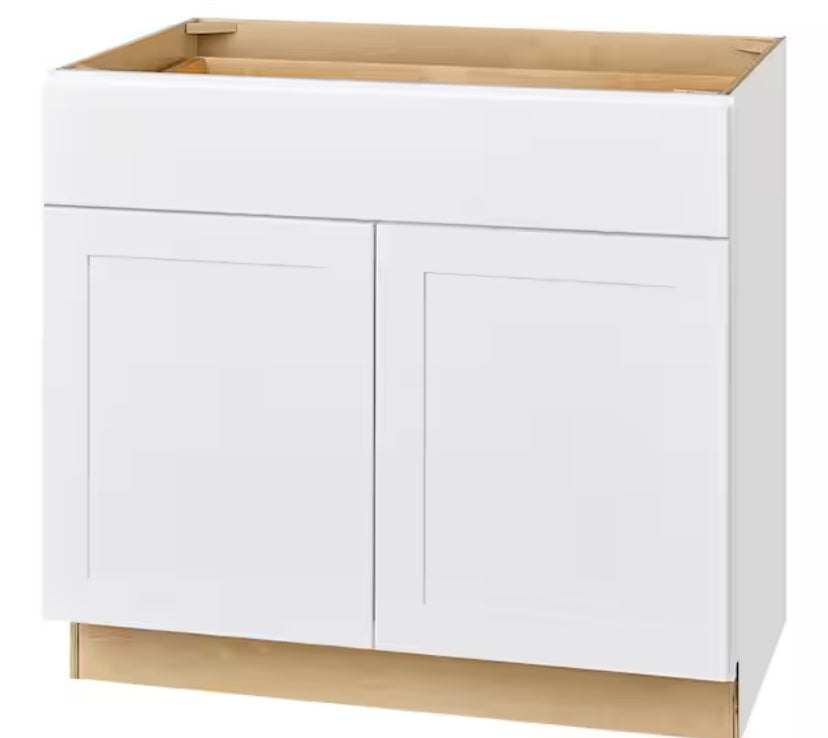 Avondale Shaker Alpine White Ready to Assemble Plywood 36 in Base Kitchen Cabinet (36 in W x 34.5 in H x 24 in D)