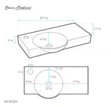 Chateau 29.31 in. Left Side Faucet Wall-Mount Ceramic Rectangular Bathroom Vessel Sink in Glossy White