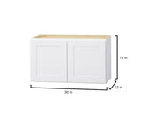 Avondale Shaker Alpine White Ready to Assemble Plywood 30 in x 18 in Wall Bridge Cabinet (30 in W x 18 in H x 12 in D)
