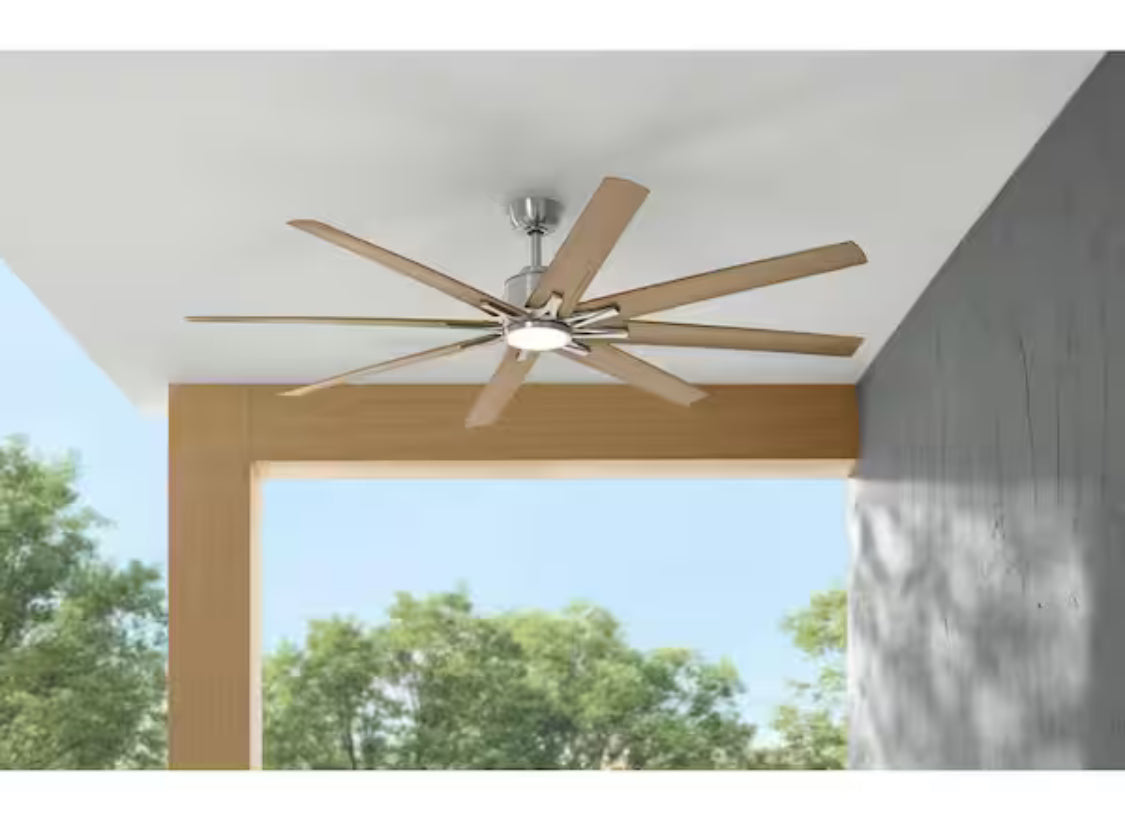Kensgrove II 72 in. Indoor/Outdoor Integrated LED CCT Brushed Nickel Smart Ceiling Fan with Remote Powered by Hubspace